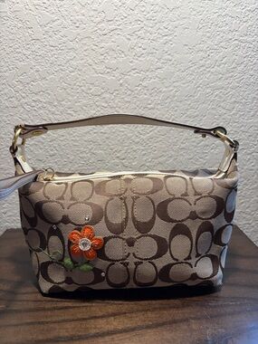 Coach Signature Flower Appliqué Mini Baguette Bag